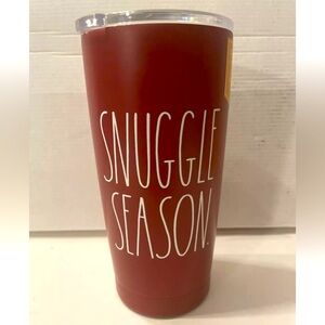 NWT Rae Dunn SNUGGLE SEASON Burgundy 17oz Stainless Steel Tumbler Cup Christmas